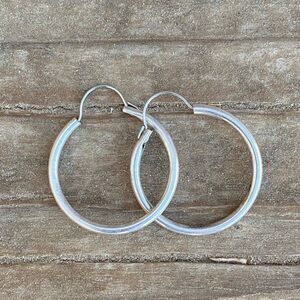 Bundle 3 for 50% off 1970s Silver 9/10 Inch Tube Hoop Earrings